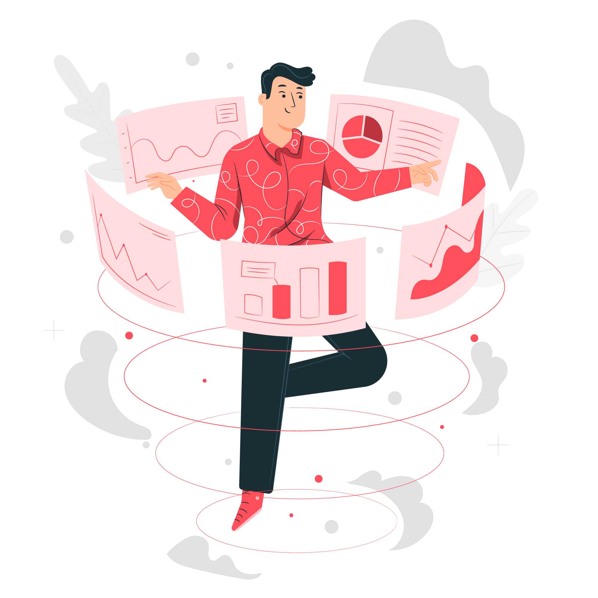 illustration of a person analysing data