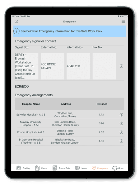 A demo of the MySWP emergency portal on tablet