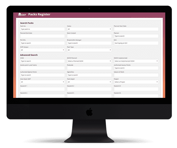 A demo of the SWP Packs Register dashboard on desktop
